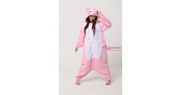 Fleece Pink Pig Kigurumi Animal Onesie - 4kigurumi.com