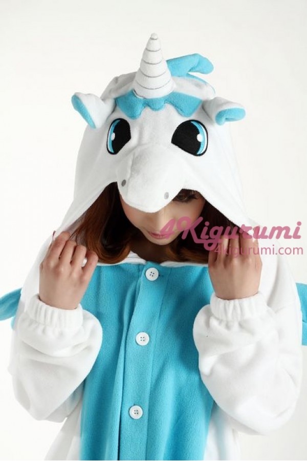 Fleece Blue Unicorn Kigurumi Onesie - 4kigurumi.com